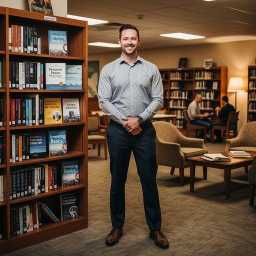 Személyes pénzügyi alapokat bemutató blog oldal képe, ahol könyvcsomagokat kínálnak helyi könyvtárakkal együttműködve.